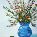 Wildflowers in a Blue Vase