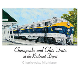 C&O Train at the Charlevoix Depot Note Cards by Linda Boss