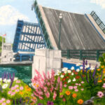 The Charlevoix Bridge Garden by Linda Boss Fine Art.Prints available as a 5x7, 8x10, 11x14 and 16x20. Signed and Authorized Seal. Additional Large Nonstandard size, Full Image available.