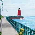 Charlevoix Lighthouse from Hoffman Park Large Print by Linda Boss