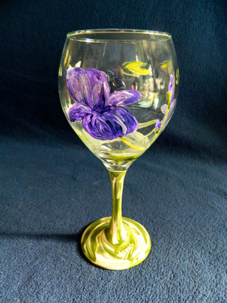 It's a Garden Party! Purple Iris Wine Glass